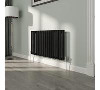 NRG Premium Black Oval Single Panel Designer Radiator 600x1003mm Central Heating