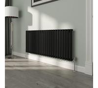 NRG Premium Black Oval Single Panel Designer Radiator 600x1416mm Central Heating
