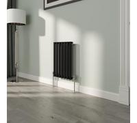 NRG Premium Black Oval Single Panel Designer Radiator 600x413mm Central Heating