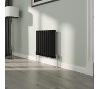 NRG Premium Black Oval Single Panel Designer Radiator 600x590mm Central Heating