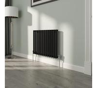 NRG Premium Black Oval Single Panel Designer Radiator 600x767mm Central Heating
