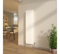 NRG Radiator 1600x408mm Gloss White Flat Panel Single Column with Valves
