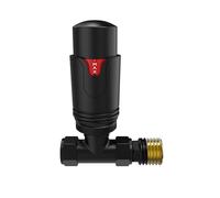NRG Radiator Valve Thermostatic Straight Modern Central Heating Tap Lockshield Valves Black 1 Pack