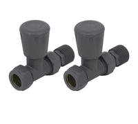 NRG Standard Anthracite Straight Manual Radiator Valve Central Heating Taps One Pair