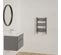 NRG Straight Anthracite Bathroom Heated Towel Rail Radiator Central Heating Ladder Rad Warmer 600x400mm