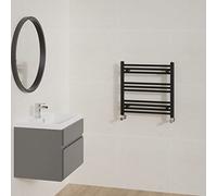 NRG Straight Black Heated Towel Rail Radiator Central Heating 600x600mm