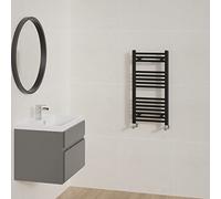 NRG Straight Black Heated Towel Rail Radiator Central Heating 800x400mm | Radiator Wall Mounted, Steel, Central Heating Ladder Rad Warmer, Modern Radiator Larger Water Capacity for Bathroom