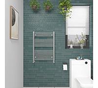 NRG Straight Chrome Bathroom Heated Towel Rail Radiator Central Heating Ladder Rad Warmer 800x600mm
