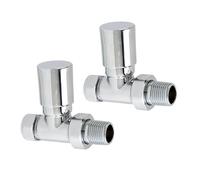 NRG Straight Manual Round Head Chrome Towel Rail Designer Radiator Valves 1 Pair