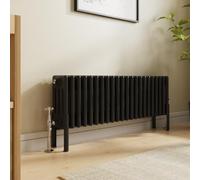 NRG Traditional 4 Column Horizontal Radiator 300x1010mm Black Central Heating Radiators