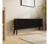 NRG Traditional 4 Column Horizontal Radiator 300x1190mm Black Central Heating Radiators