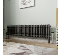NRG Traditional Horizontal Cast Iron Style Radiator Raw Metal Double Column 300 x 1460mm Central Heating Bathroom Designer Radiators Rad