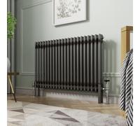 NRG Traditional Horizontal Cast Iron Style Radiator Raw Metal Double Column 600 x 1010mm Central Heating Bathroom Designer Radiators Rad