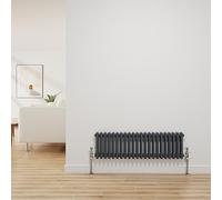 NRG Traditional Radiator Anthracite Cast Iron 2 Column Horizontal Central Heating Bathroom Radiators 300x1010mm