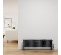 NRG Traditional Radiator Anthracite Cast Iron 4 Column Horizontal Central Heating Bathroom Radiators 300x1190mm