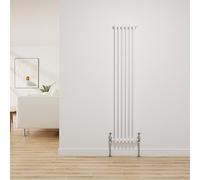 NRG Traditional Radiator Gloss White Cast Iron 2 Column Vertical Central Heating Bathroom Radiators 1500x290mm