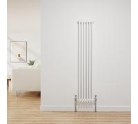 NRG Traditional Radiator Gloss White Cast Iron 3 Column Vertical 1500x292mm | Central Heating Bathroom Radiator, Wall Radiator, Column Radiator, Designer Radiator, Mild Steel, for Kitchen, Living Room
