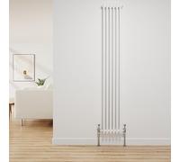 NRG Traditional Radiator Gloss White Cast Iron 3 Column Vertical 1800x292mm | Central Heating Bathroom Radiator, Wall Radiator, Column Radiator, Designer Radiator, Mild Steel, for Kitchen, Living Room