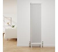 NRG Traditional Radiator Gloss White Cast Iron 4 Column Vertical Central Heating Bathroom Radiators 1800x470mm