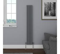 NRG Vertical 1600x236 Oval Column Radiator Bathroom Central Heating Double Anthracite