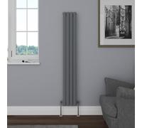 NRG Vertical 1600x236mm Oval Column Radiator Single Panel Anthracite
