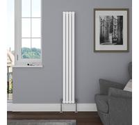 NRG Vertical 1800x236 Oval Column Designer Radiator Bathroom Central Heating Single Panel Gloss White