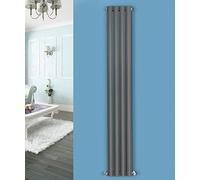 NRG Vertical 1800x236 Oval Radiator Bathroom Central Heating Double Anthracite