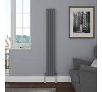 NRG Vertical 1800x236 Oval Column Designer Radiator Central Heating Double Panel Anthracite