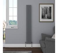 NRG Vertical 1800x236mm Single Panel Oval Column Radiator Anthracite