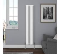 NRG Vertical 1800x354 Oval Column Designer Radiator Bathroom Central Heating Double Panel Gloss White