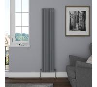 NRG Vertical 1800x354mm Oval Column Radiator Double Panel Anthracite