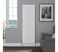 NRG Vertical 1800x590 Oval Column Designer Radiator Bathroom Central Heating Double Panel Gloss White