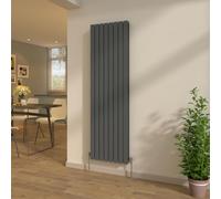 NRG Vertical Anthracite 1800x544mm Flat Panel Double Column Designer Radiator Tall Upright Central Heating + Free Angled Valves