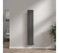 NRG Vertical Column Designer Radiator Central Heating Flat Single Panel 1600x272mm Black