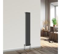 NRG Vertical Designer Radiator Oval Single Panel Black 1600mmx236mm