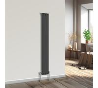 NRG Vertical Designer Radiator Oval Single Panel Central Heating Black 1800mmx236mm