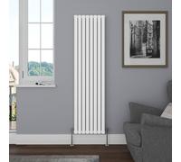 NRG Vertical Designer Radiator Single Panel Tall Upright Oval Column Modern 1800x472mm Bathroom Central Heating Gloss White