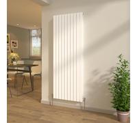 NRG Vertical Flat Panel Double Column Designer Radiator Bathroom Heater Central Heating Gloss White 1800x680mm + Free Angled Valves