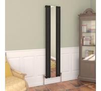NRG Vertical Flat Panel Radiator with Mirror Designer Single Panel Mirror Bathroom Heating Radiator - 1800 x 417mm Black