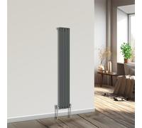 NRG Vertical Oval Column Radiator Bathroom Central Heating Anthracite 1600x236mm Single Panel Radiators