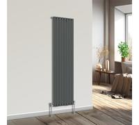 NRG Vertical Oval Column Radiator Bathroom Central Heating Anthracite 1800x472mm Single Panel Radiators