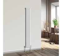 NRG Vertical Oval Column Radiator Bathroom Central Heating White 1800x236mm Single Panel Radiators
