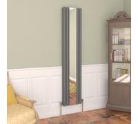 NRG Vertical Oval Column Radiator with Mirror Designer Double Panel Mirror Bathroom Heating Radiator - 1800 x 380mm Anthracite