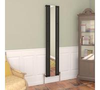 NRG Vertical Oval Column Radiator with Mirror Designer Single Panel Mirror Bathroom Heating Radiator - 1800 x 380mm Black