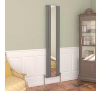 NRG Vertical Oval Column Radiator with Mirror Designer Single Panel Mirror Bathroom Heating Radiator - 1800 x 380mm Anthracite