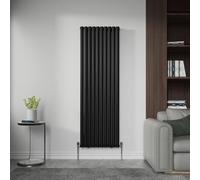 NRG Vertical Oval Radiator Double Panel Black 1800mm x 590mm with Valves