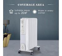 NRG White 11-Fin Oil-Filled Radiator, 2.5KW with Adjustable Thermostat & 3 Heat Settings