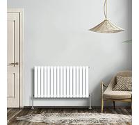 NRG White 600x1003mm Single Horizontal Oval Panel Radiator | High Heat Output, Designer Radiator Wall Mounted, Central Heating Rads, Modern Radiator, for Living Room, Kitchen, Bedroom