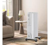 NRG White 7-Fin Oil-Filled Radiator, 1.5KW with Adjustable Thermostat