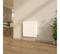 NRG White Designer Radiator Double Column 600x612mm with Valves